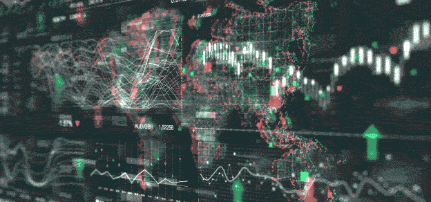 Numbers with diagrams and a globe in the background symbolize the global reach and complex dynamics of the forex spread.