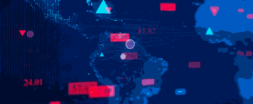 Numbers accompanied by blue and red arrows, symbolizing the fluctuations and trends in the forex trade market.