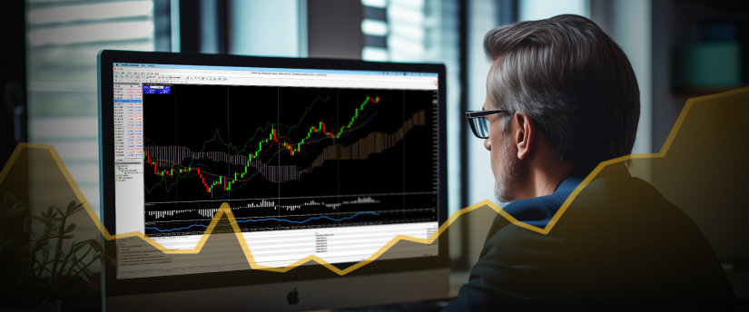 person thinking while looking at forex trading tips for beginners on MT4 platform.