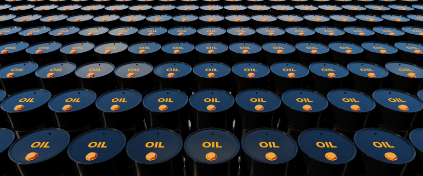 Stacked rows of oil barrels in an orderly fashion, commonly seen in industrial settings