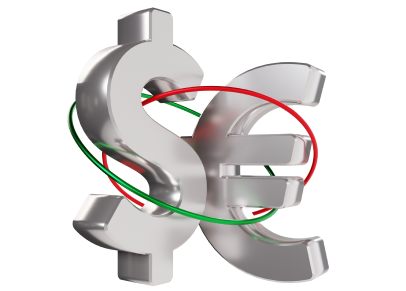 Euro- en dollarsymbolen samen weergegeven, die verschillende valuta in een mondiale financiële context vertegenwoordigen.