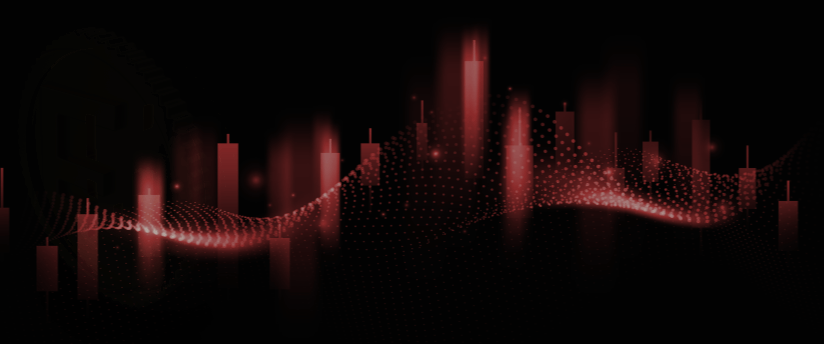 A red background featuring a flowing wave pattern in a smooth, undulating design.